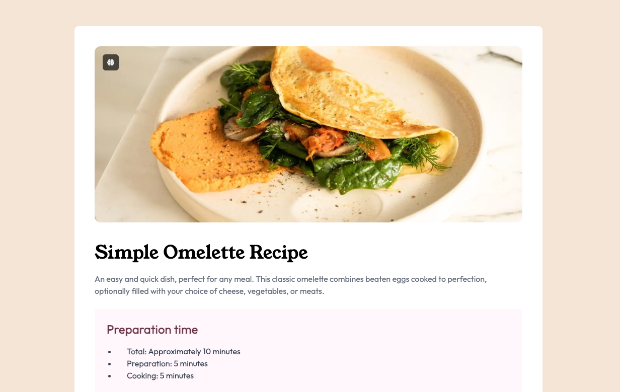 Recipe Page