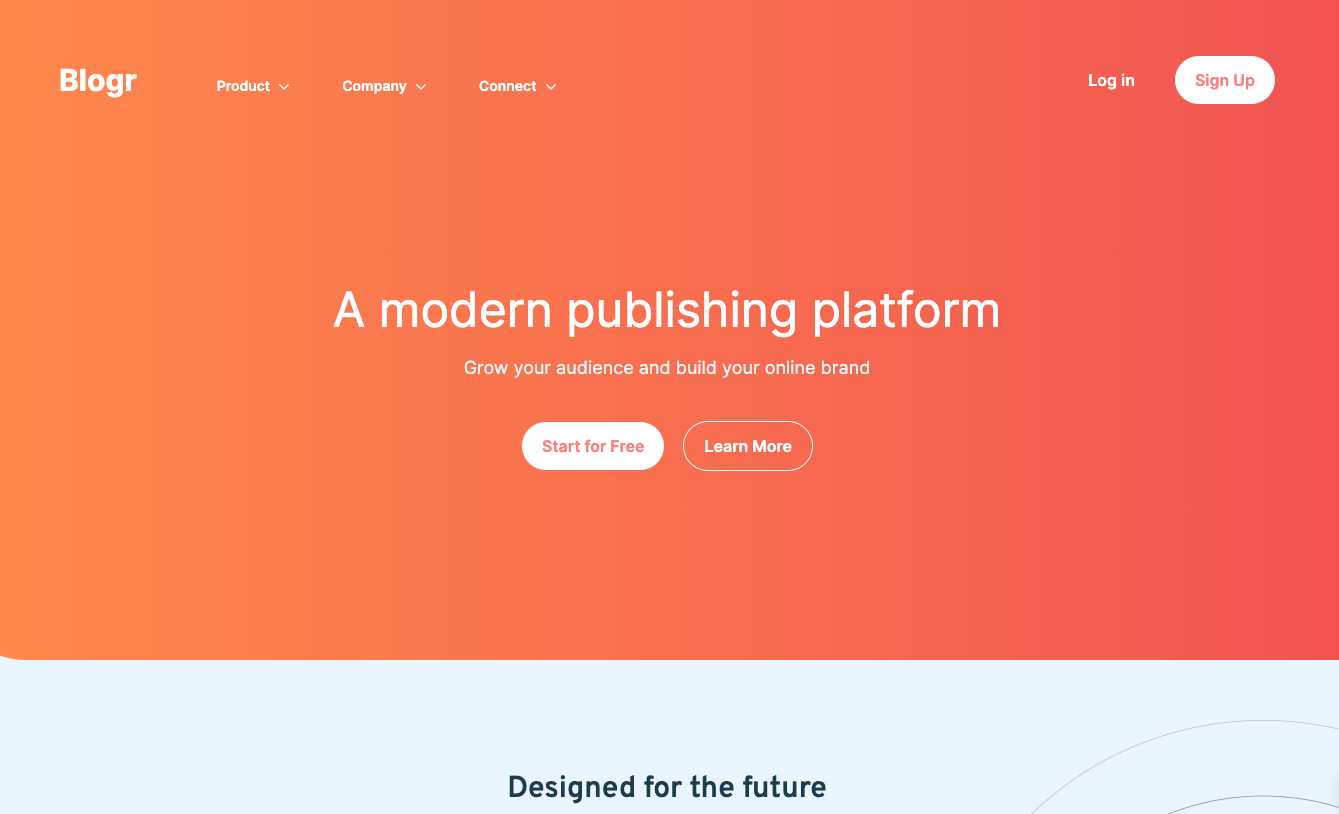 Blogr Landing Page